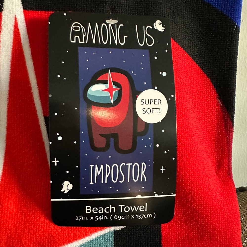 Among Us Red Impostor Beach Towel